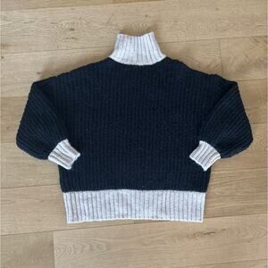 Verge Girl - Ada Oversized Knit Jumper Sweater in Black & Beige